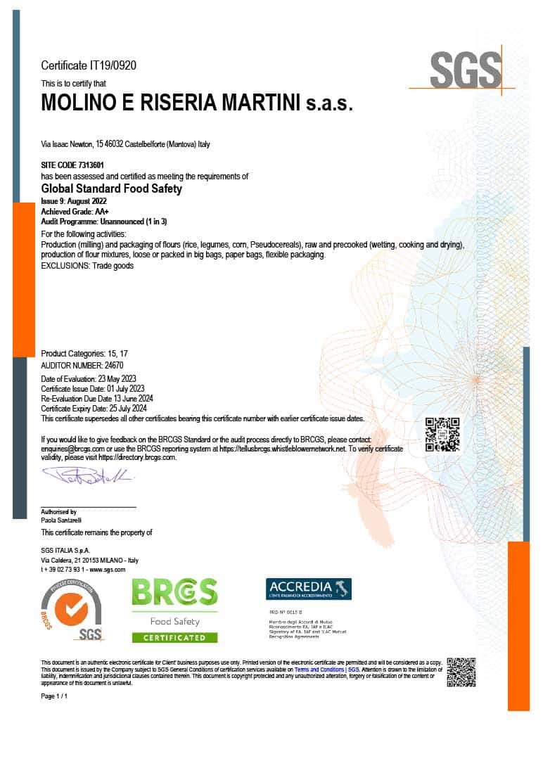 Certificato - BRGS - La Veronese - 2023